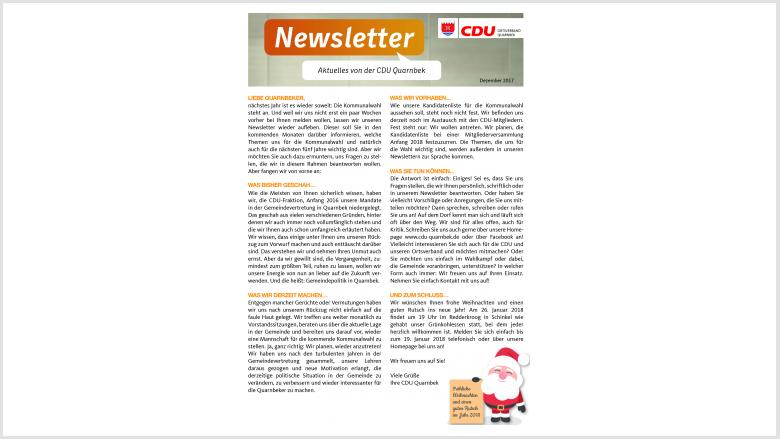 Newsletter der CDU Quarnbek